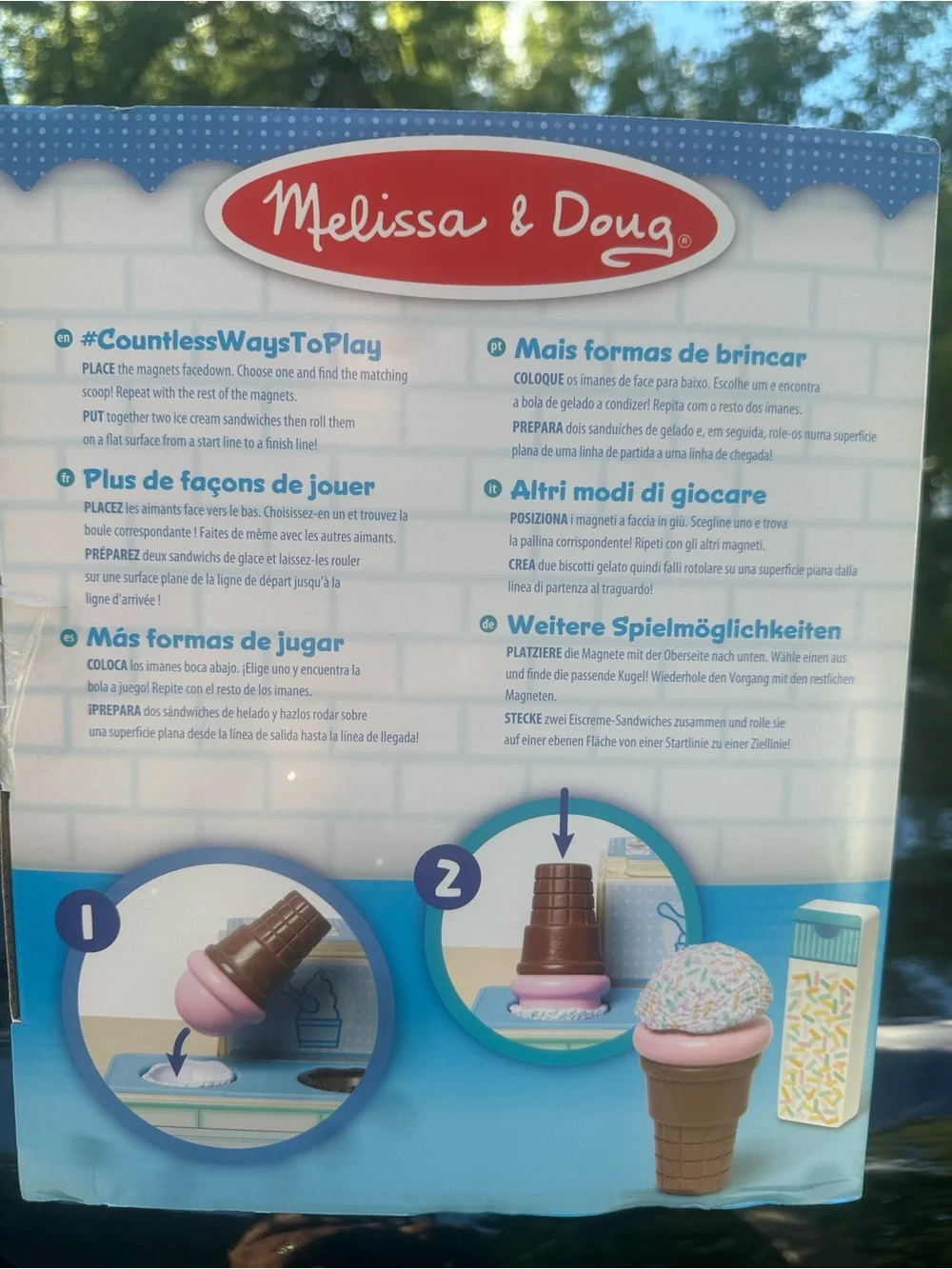 Melissa & Doug Wooden Ice Cream Shop Play Set - Blue, Pink, Brown